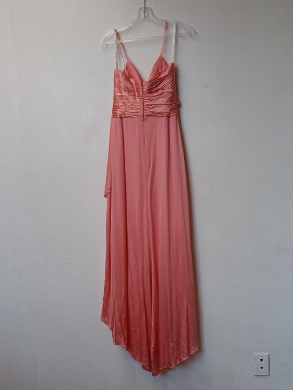 Vintage Mon Cheri Coral Satin High-Low Evening Dress - Picture 2 of 10